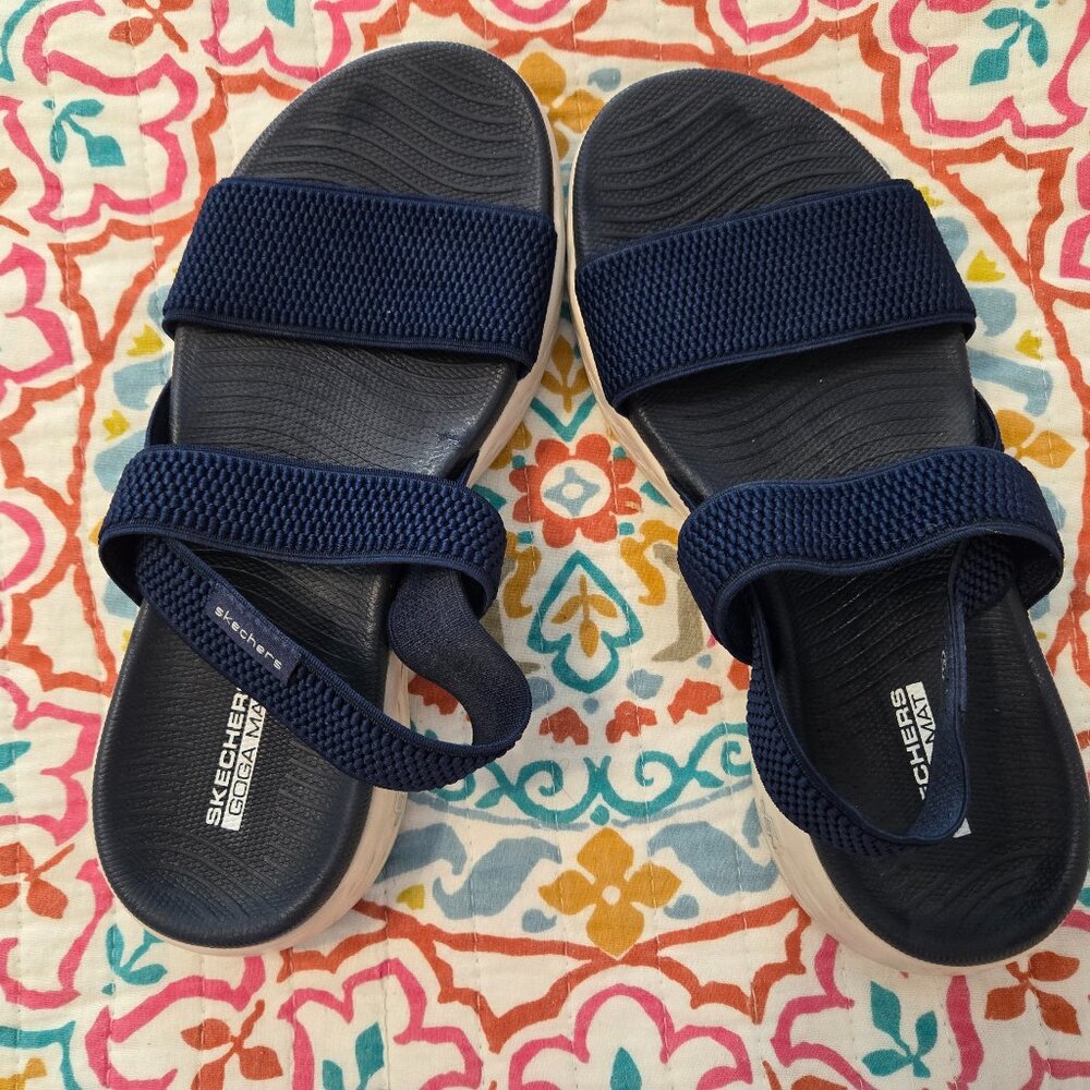 Skechers Goga Mat Navy Stretch Sandals